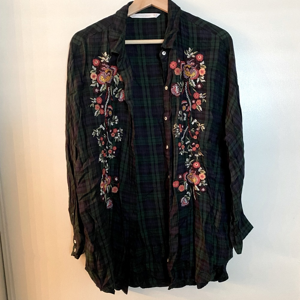 Zara embroidered flannel